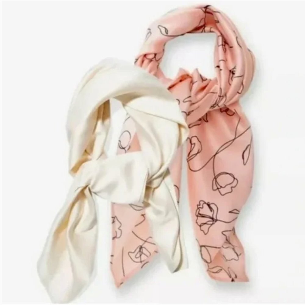 🌸 Lark & Ives Minimalist Hair 2 Scarf Bundle Set w/ Canvas Bag NWT - Picture 1 of 12
